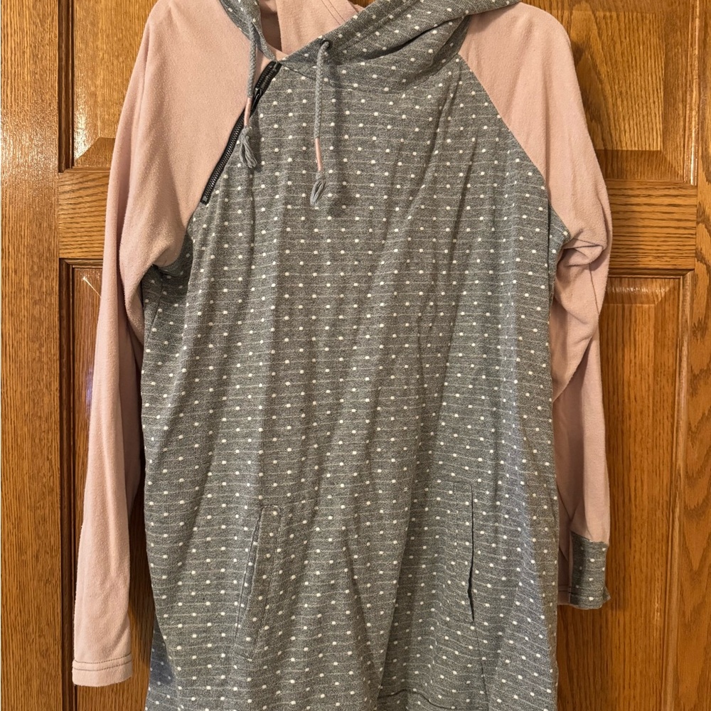 Maurices Gray and Pink Striped Hoodie